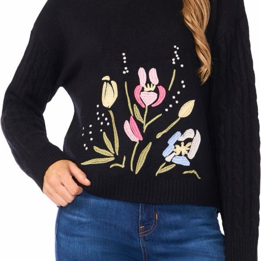Ted Baker Floral Embroidered Black Sweater size XL